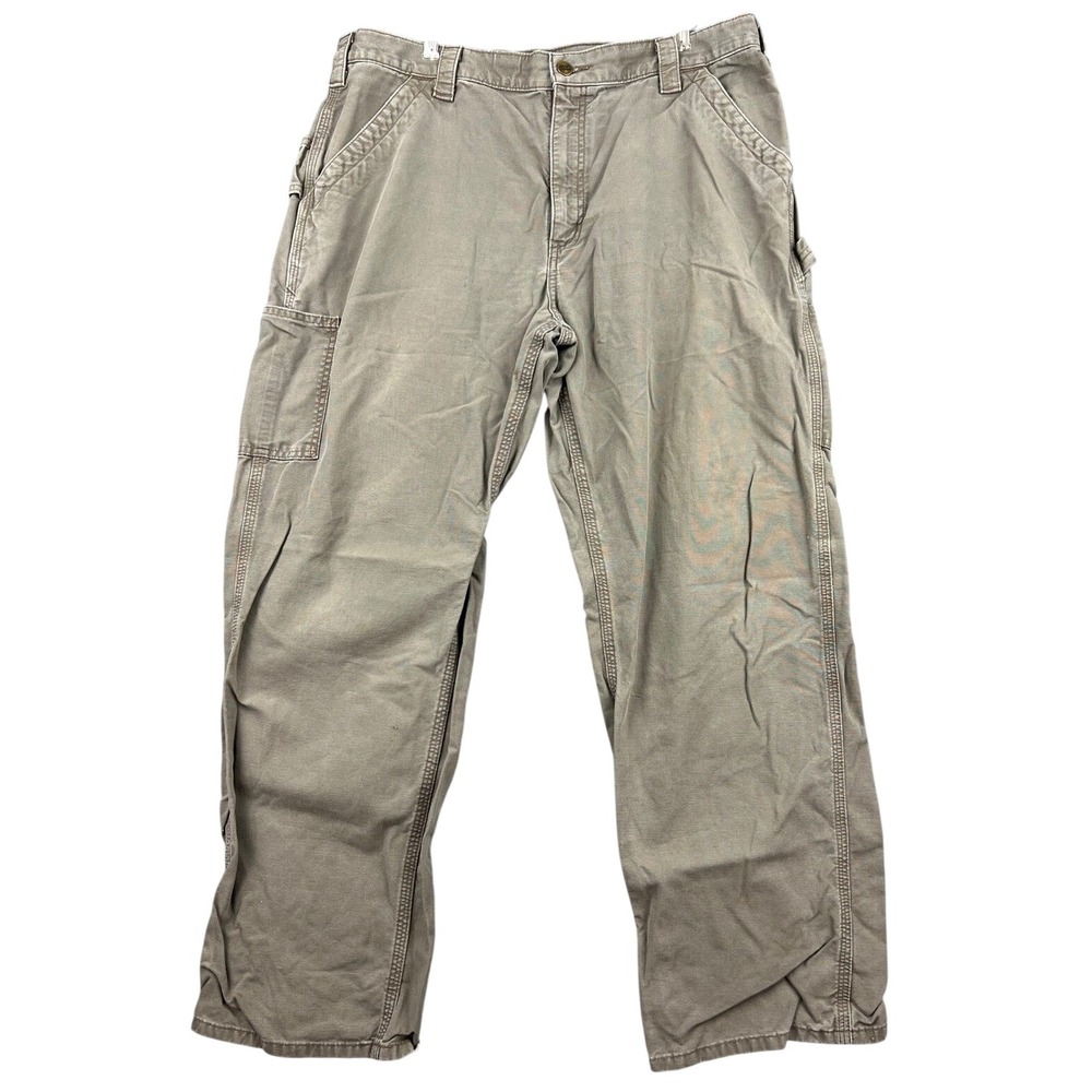 Carhartt Work Pants Mens 38x32 B151 LBR Original Dungaree Brown Cotton Good